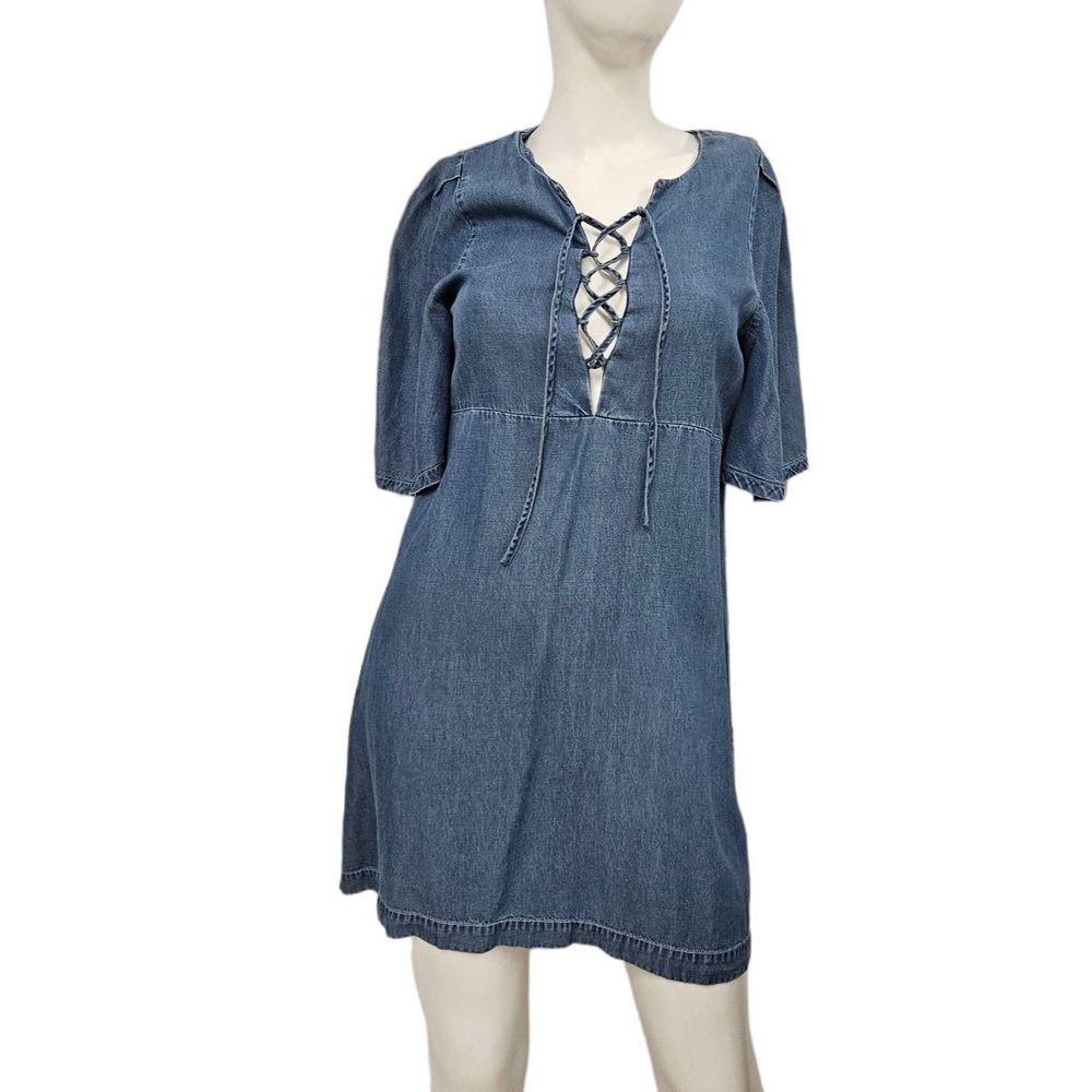 GUESS Chambray Lace Front Dress Small